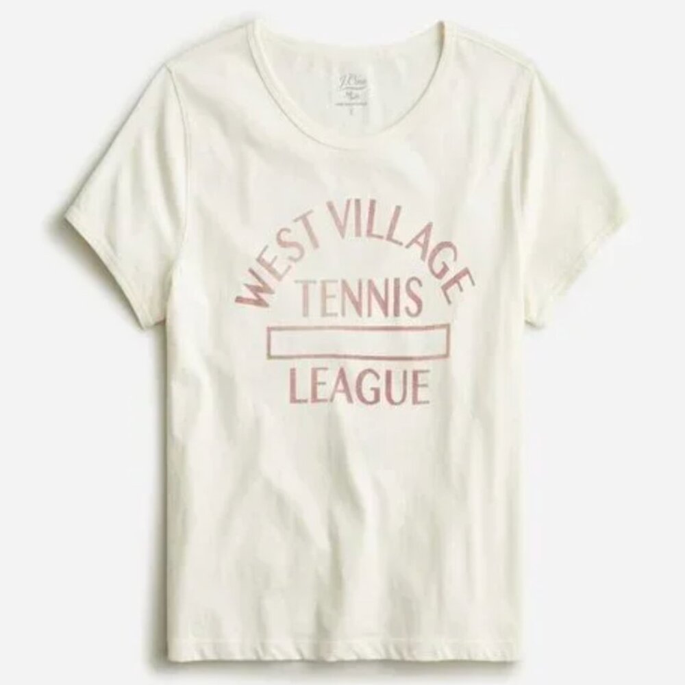 J Crew Tennis League Cropped Tee Size XXS Broken-In Jersey West Side NEW